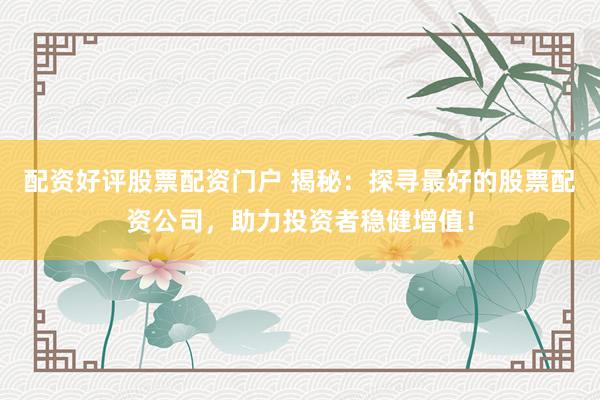 配资好评股票配资门户 揭秘：探寻最好的股票配资公司，助力投资者稳健增值！